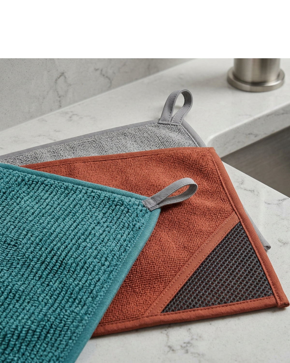 Gxrvp Dual Surface Chenille Mesh Scrub Cloth Set of 3 - Detail view