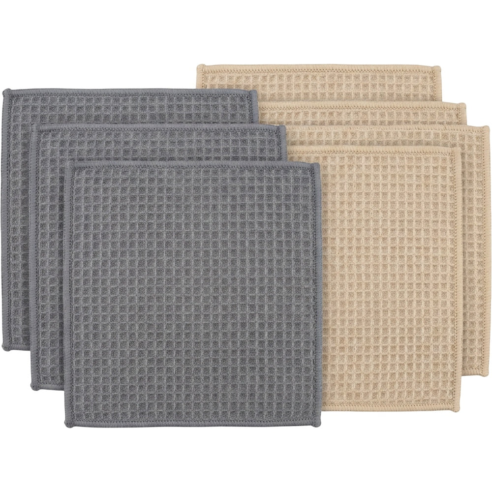 Gxrvp Waffle Microfiber Cleaning Cloth Set of 6 Slate Sand - Product view